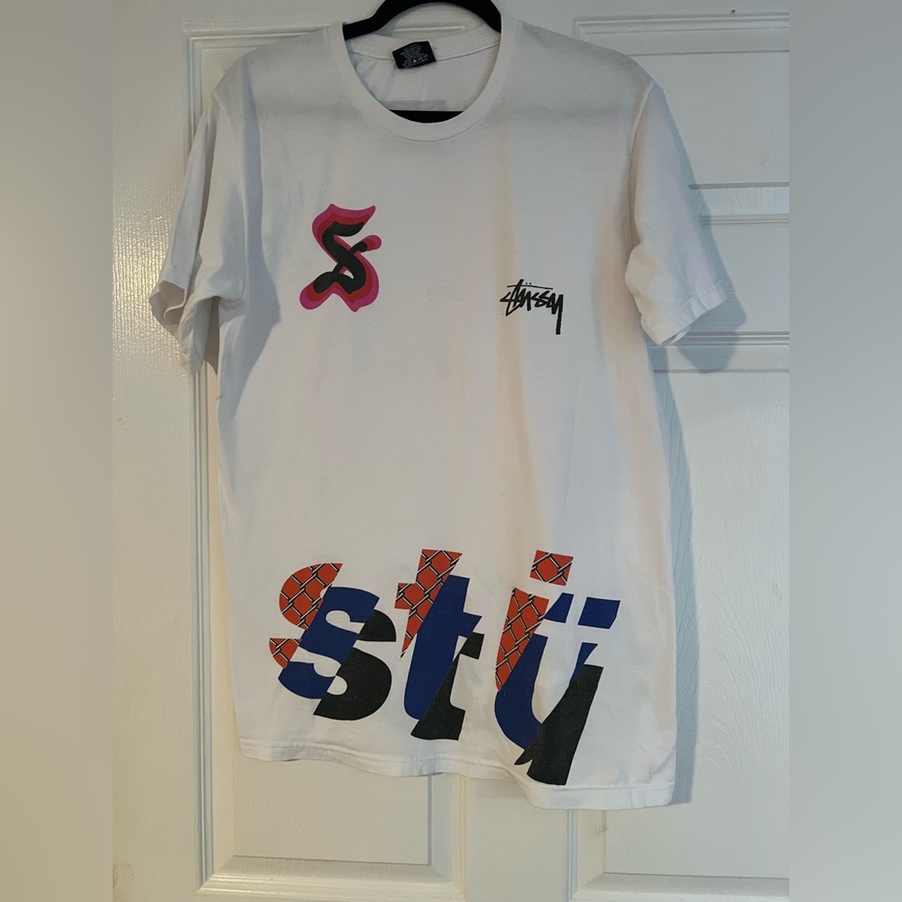 Vintage Stussy Back to Back Graphic Tee Shirt. Size M